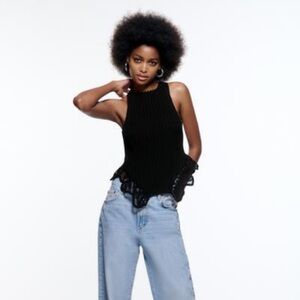 Zara 'Combination Crochet Knit Top'